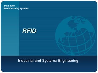 INSY 4700
Manufacturing Systems




               RFID



           Industrial and Systems Engineering
 