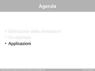 Agenda Definizione delle dimensioni Un esempio   Applicazioni 