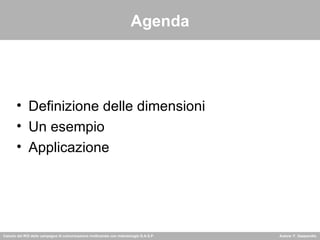 Agenda Definizione delle dimensioni Un esempio  Applicazione 
