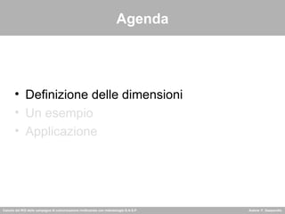 Agenda Definizione delle dimensioni Un esempio  Applicazione 