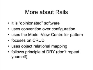 Ruby on Rails Presentation | PDF