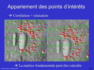 Appariement des points d’intérêts  Tébourbi Riadh, SUP'COM 2005    Corrélation + relaxation    La matrice fondamentale peut être calculée 