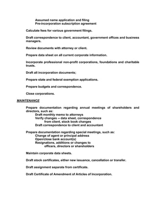 Responsibilities Of The Professional Paralegal