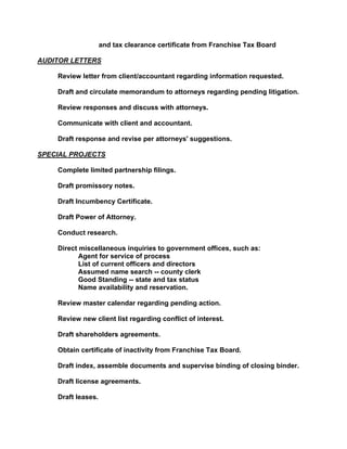 Responsibilities Of The Professional Paralegal