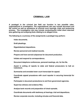 Responsibilities Of The Professional Paralegal