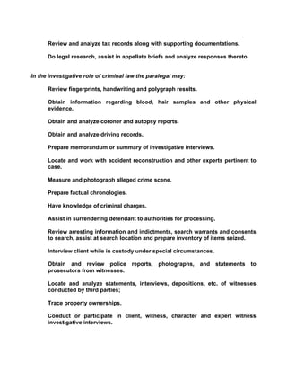 Responsibilities Of The Professional Paralegal