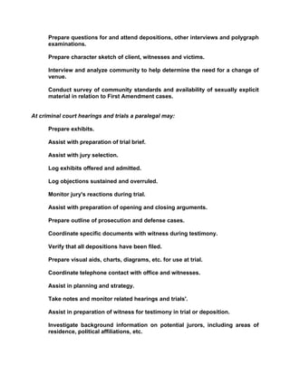 Responsibilities Of The Professional Paralegal