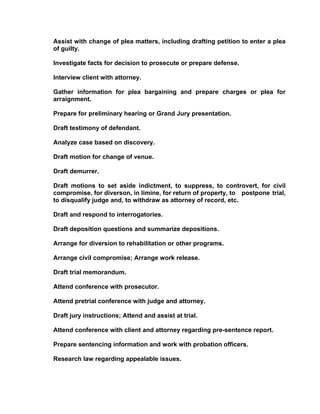 Responsibilities Of The Professional Paralegal