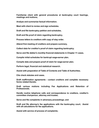 Responsibilities Of The Professional Paralegal