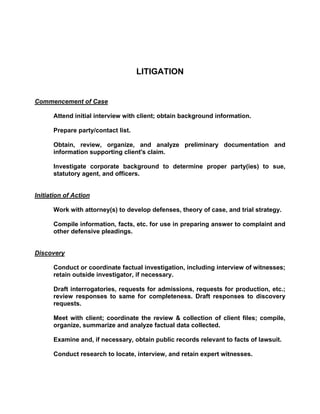 Responsibilities Of The Professional Paralegal