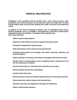 Responsibilities Of The Professional Paralegal