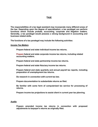 Responsibilities Of The Professional Paralegal