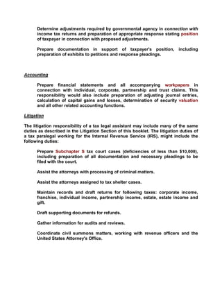 Responsibilities Of The Professional Paralegal