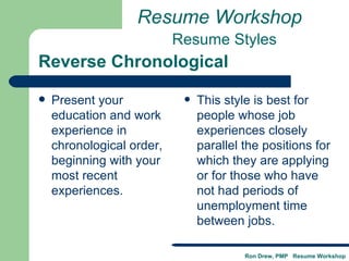 RDrew Resume Workshop