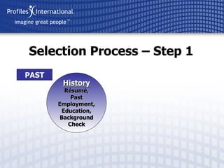 History Résumé, Past Employment, Education, Background Check Selection Process – Step 1 PAST 