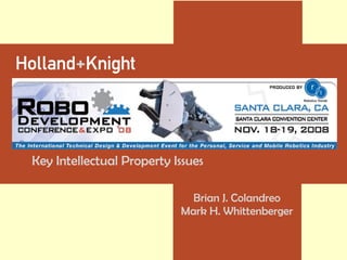 Key Intellectual Property Issues Brian J. Colandreo Mark H. Whittenberger 