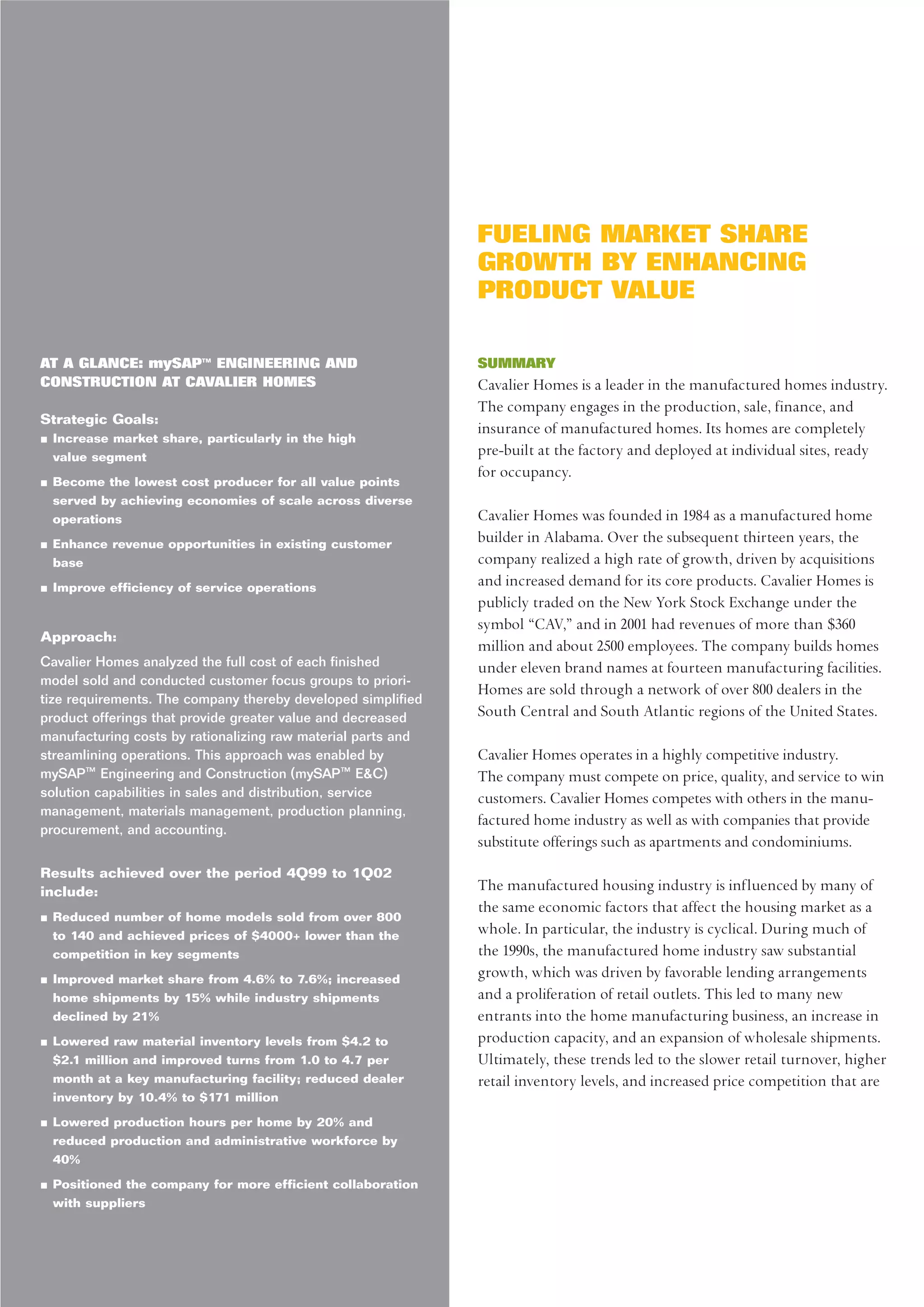 SAP Cavalier Case Study 2002