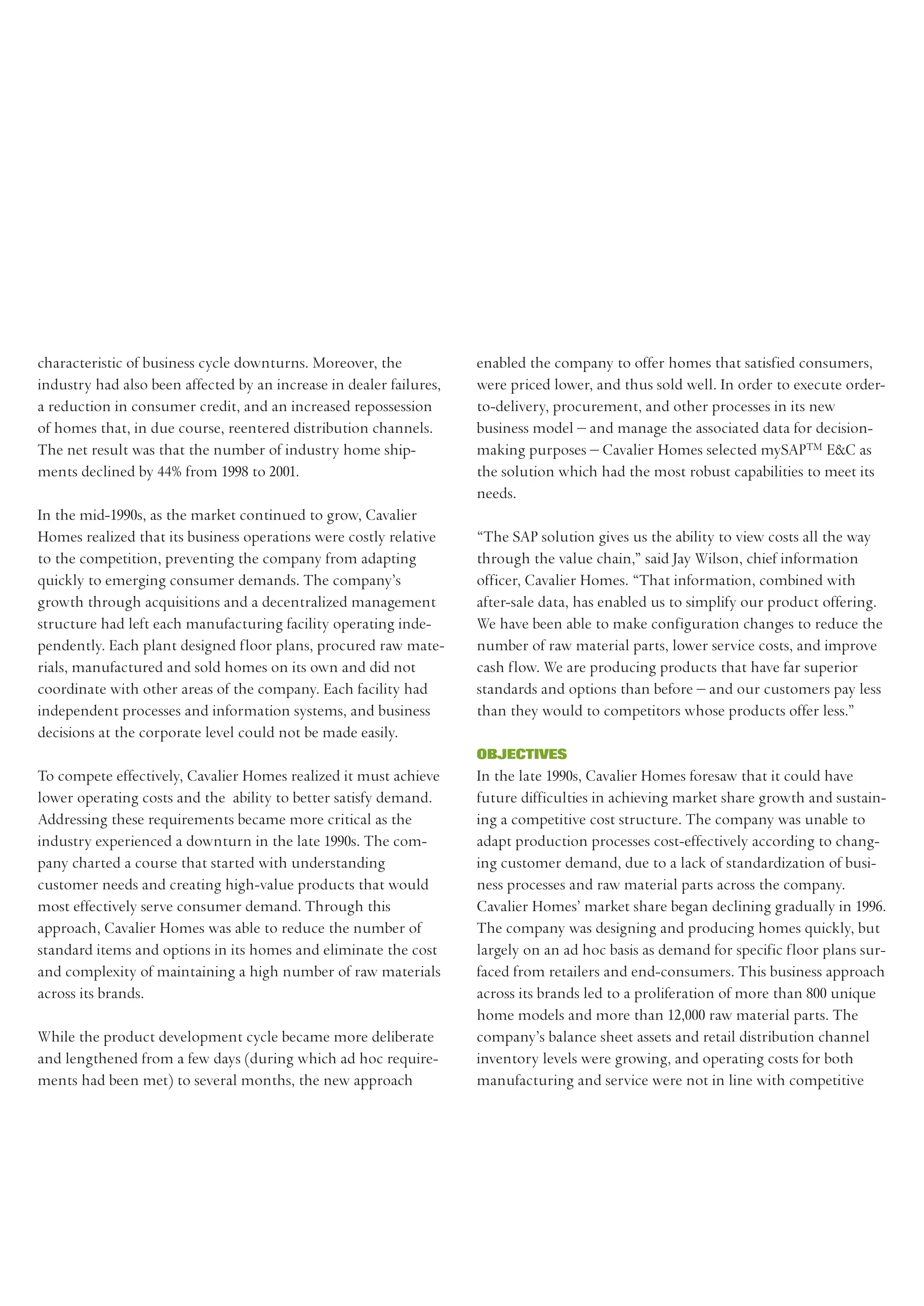 SAP Cavalier Case Study 2002