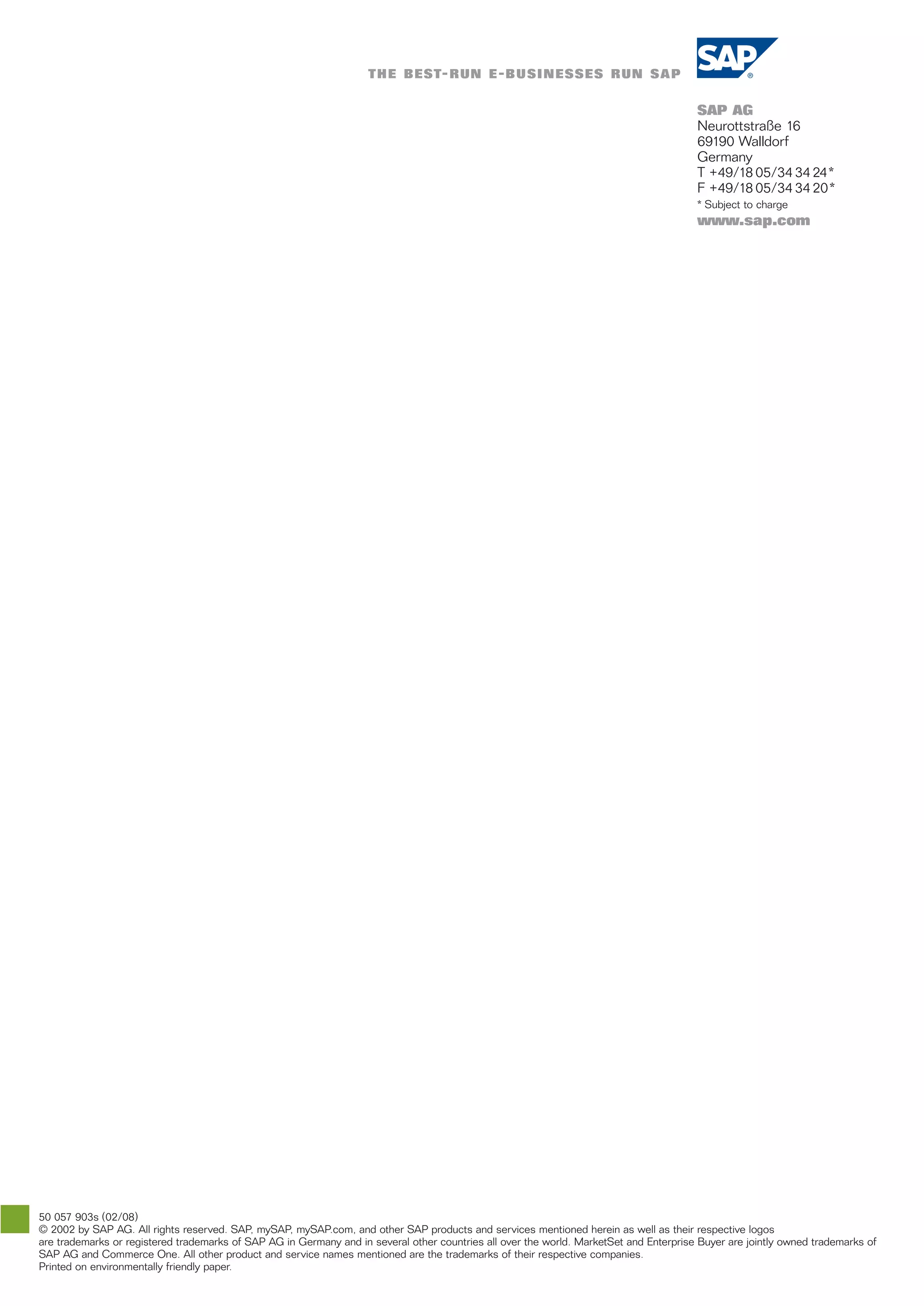 SAP Cavalier Case Study 2002