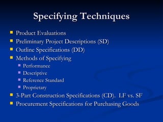 Specifications 101 | PPT