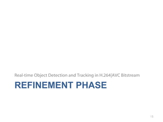 REFINEMENT PHASE Real-time Object Detection and Tracking in H.264|AVC Bitstream 