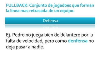 Ej. Pedro no juega bien de delantero por la falta de velocidad, pero como  denfensa  no deja pasar a nadie. 