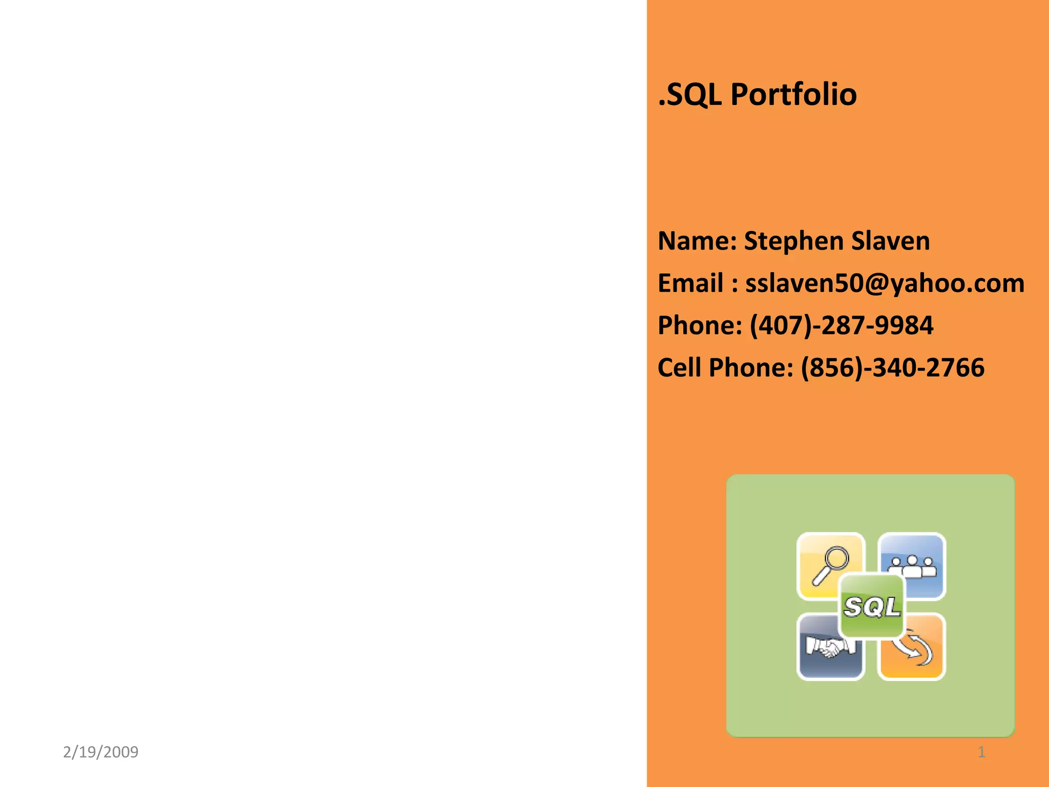 Sql Ppt Portfolio | PPT