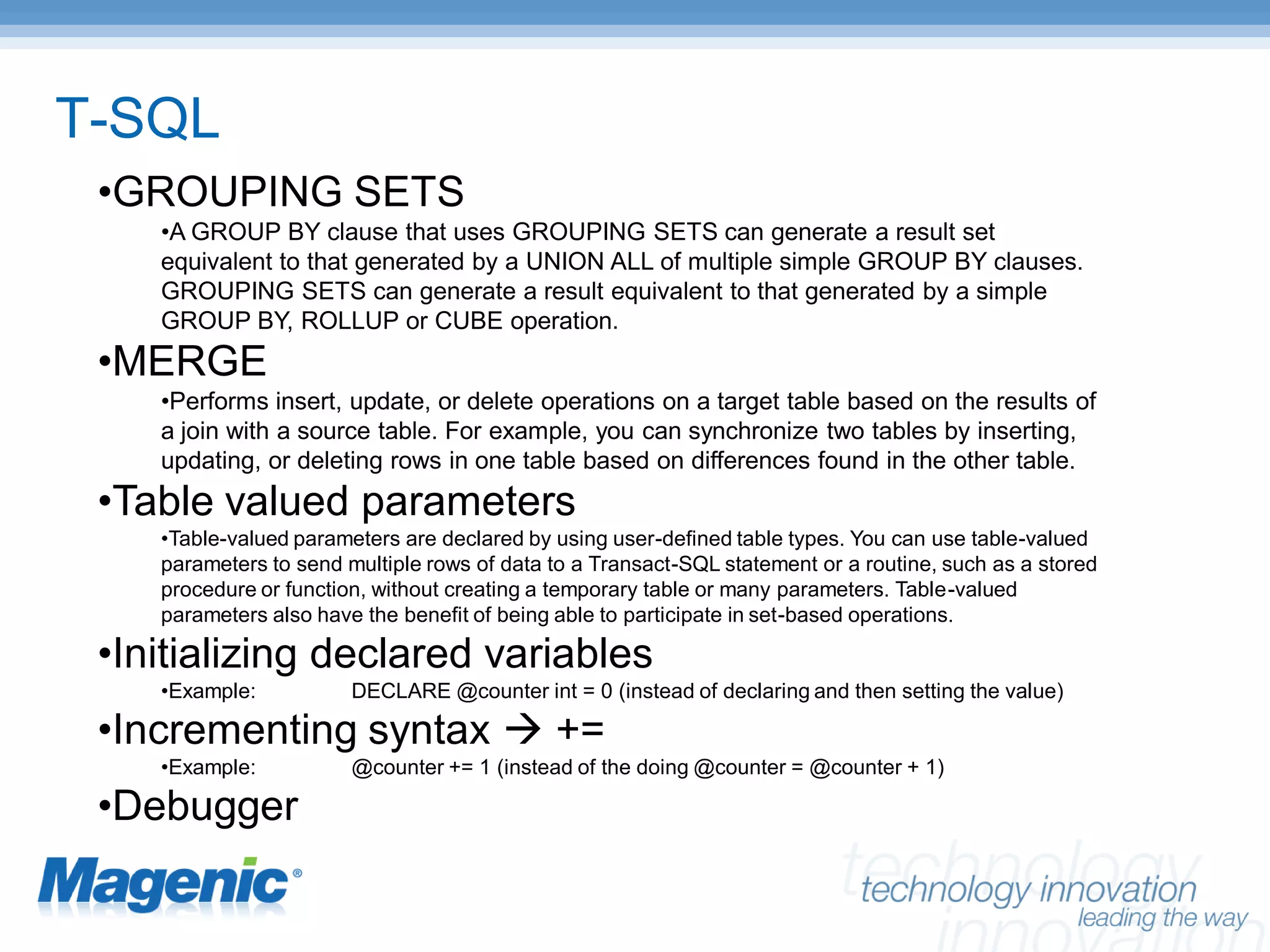 SQL Server 2008 New Features