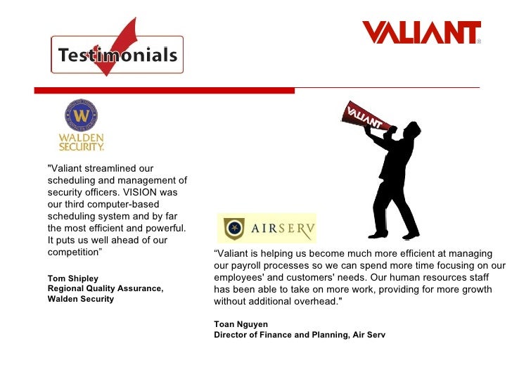 Valiant Products and Services