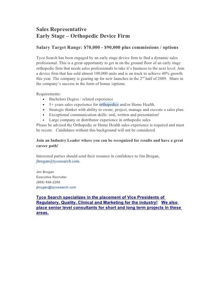 Orthopedic Device Sales Rep's