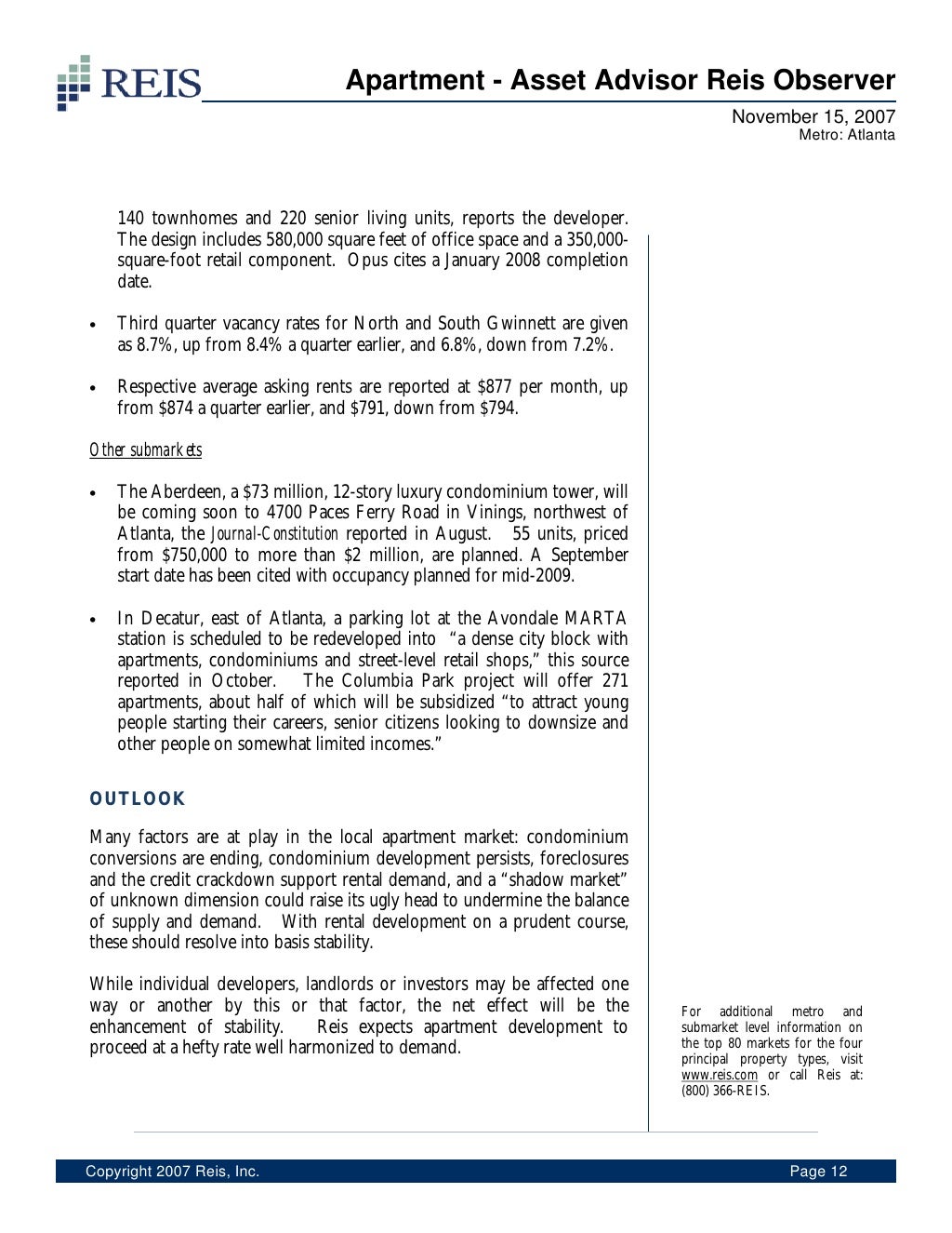 Sample Apartment Report