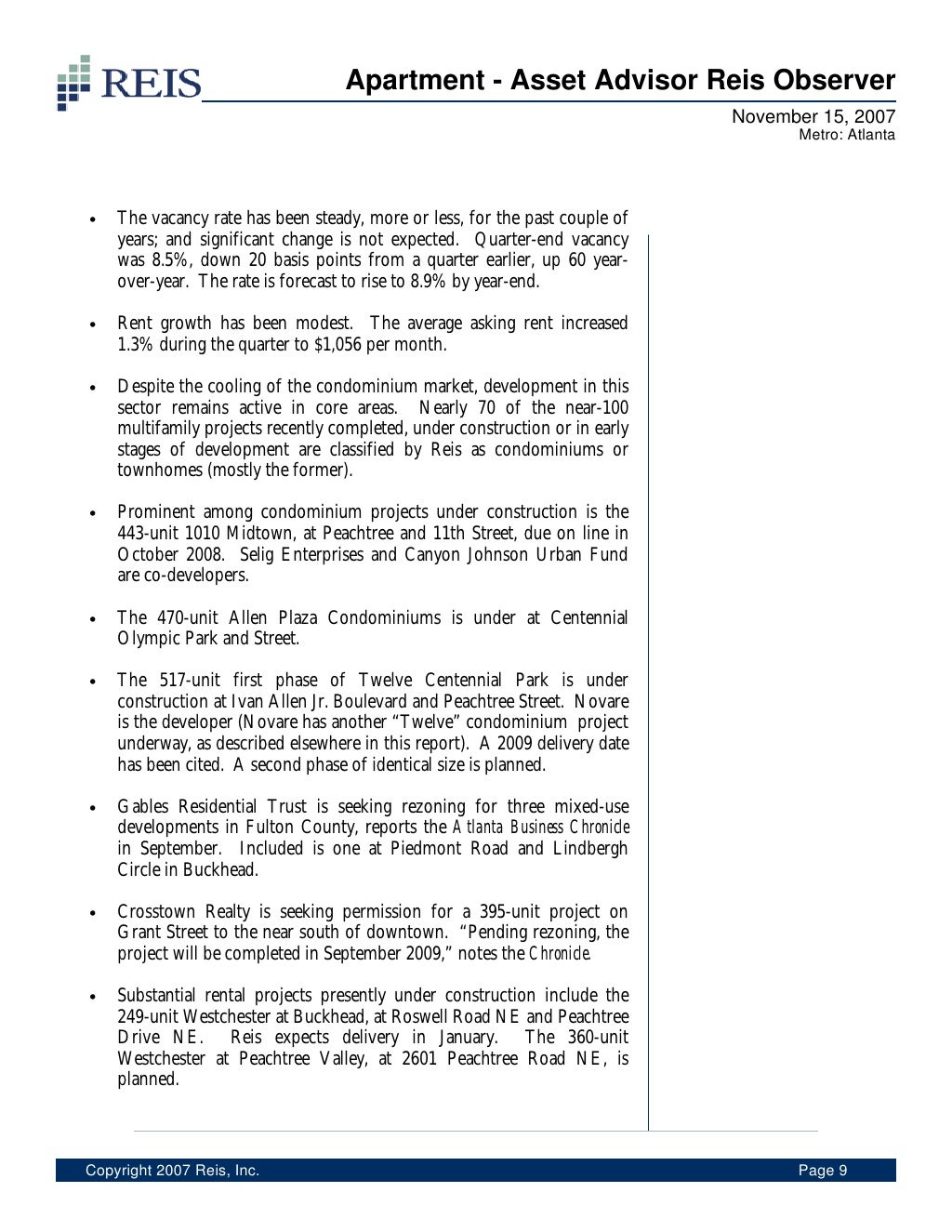 Sample Apartment Report