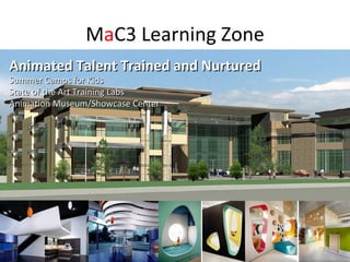 M a C3 Learning Zone Animated Talent Trained and Nurtured Summer Camps for Kids State of the Art Training Labs Animation Museum/Showcase Center 