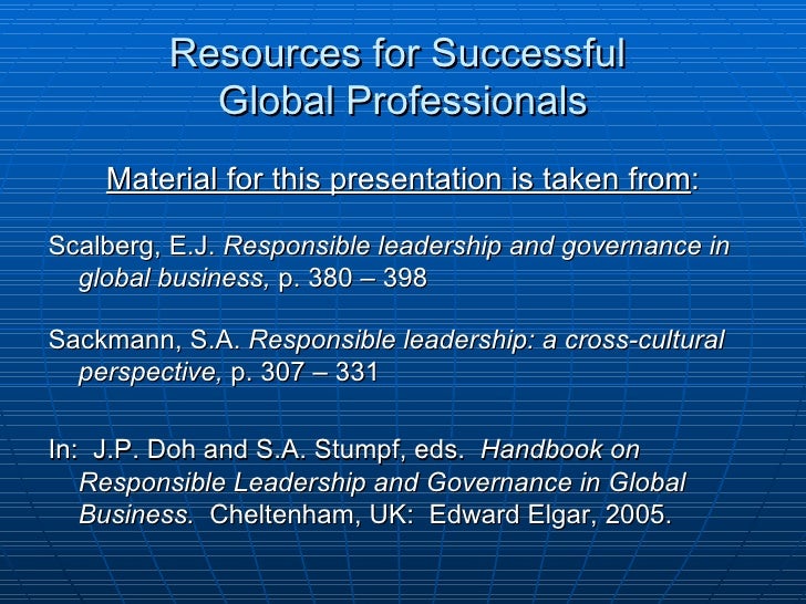 Ernest Scalberg "Attributes Of Successful Global Professionals"