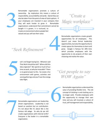 Secrets Of Remarkable Workplaces