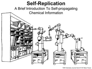 Self-Replication A Brief Introduction To Self-propagating Chemical Information TSRI Chemistry Journal Club 5/11/07 Brian Frezza 