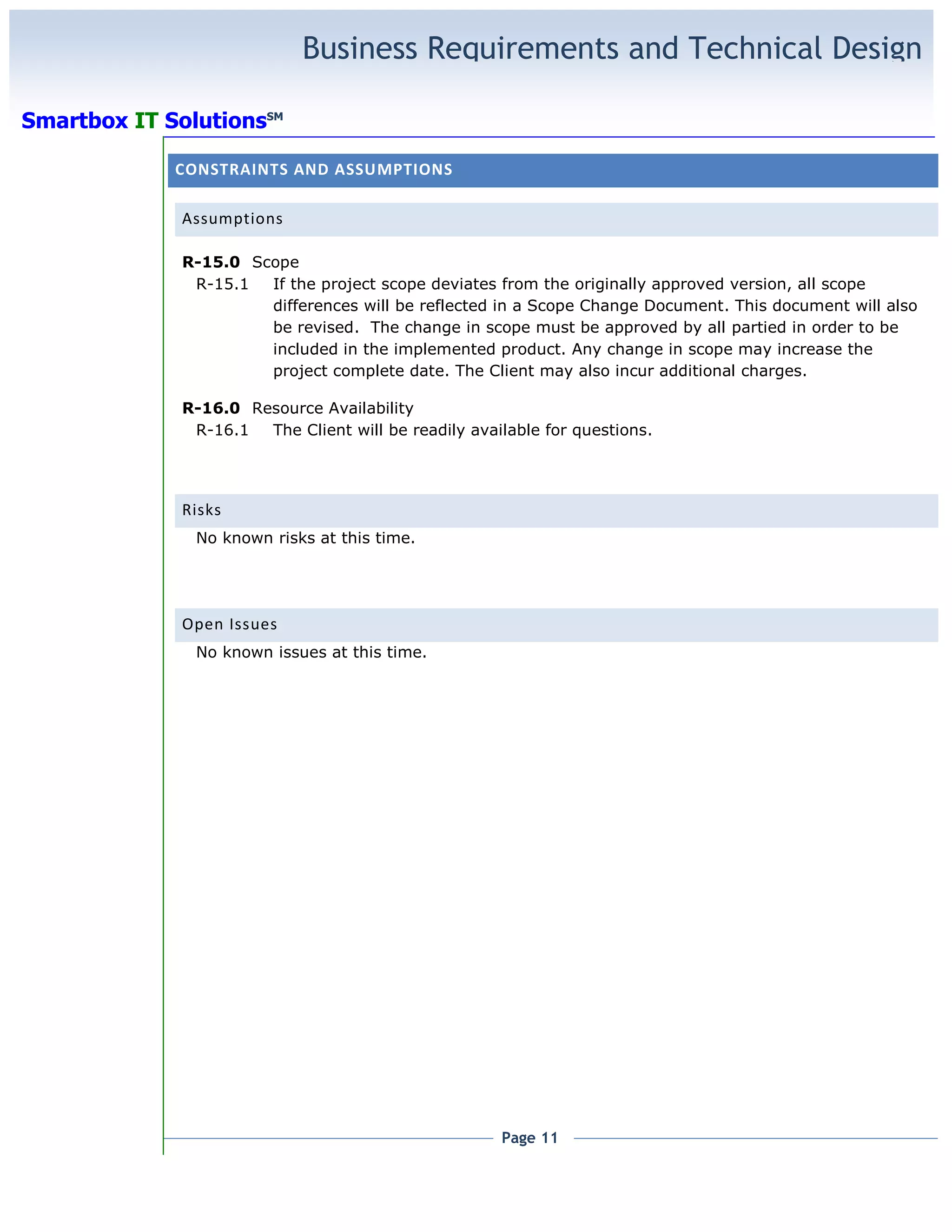 Project Business Requirements Document