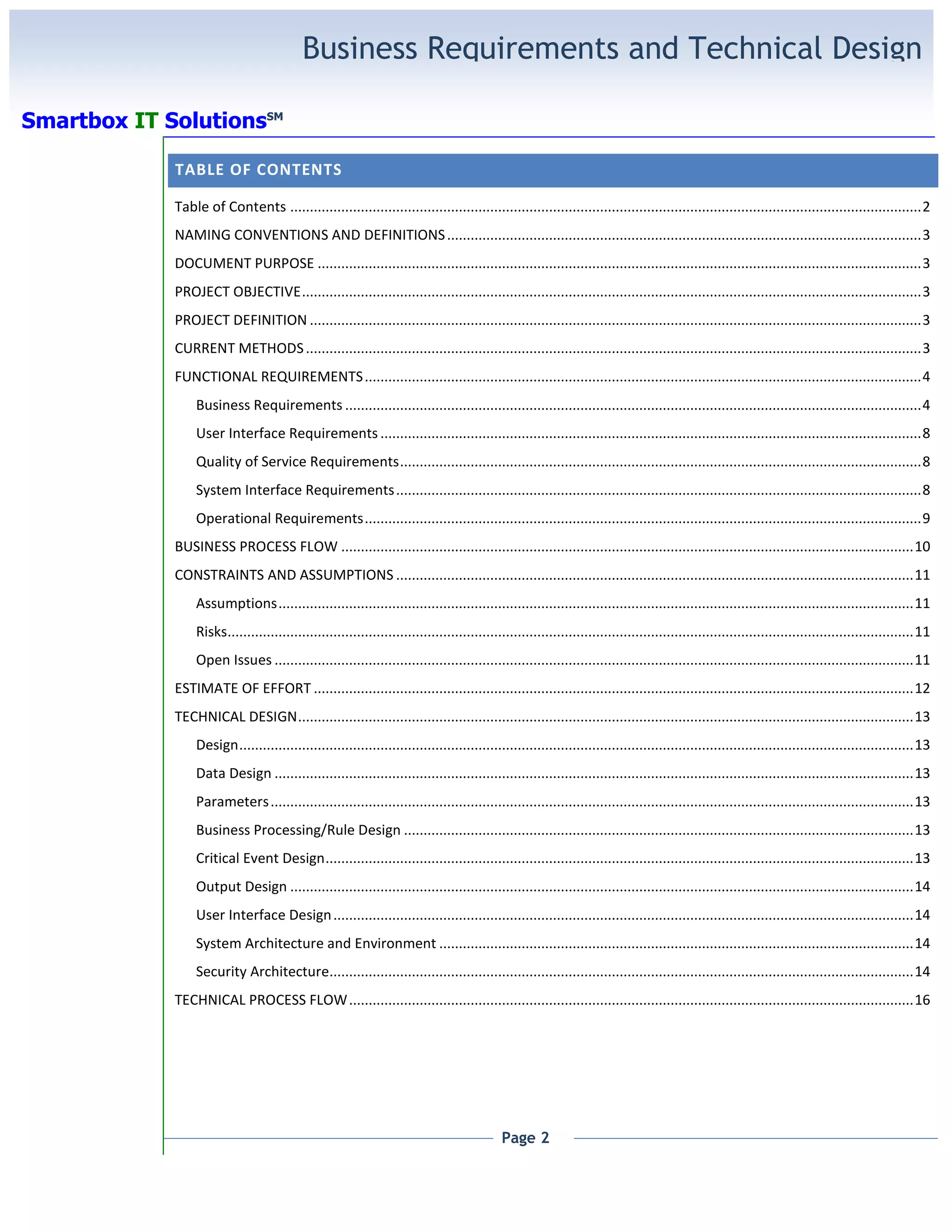Project Business Requirements Document
