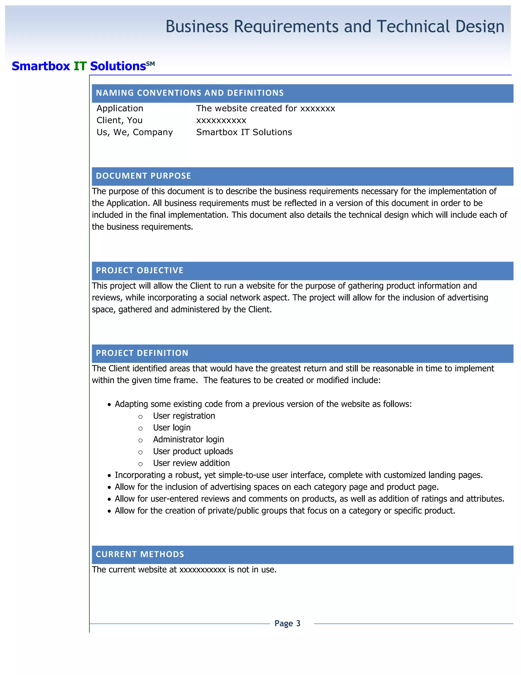 Project Business Requirements Document