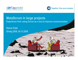Together. Free your energies




MetaScrum in large projects
Experience from using Scrum as a tool to improve communication

Steinar Årdal
Smidig 2008, 09.10.2008
 