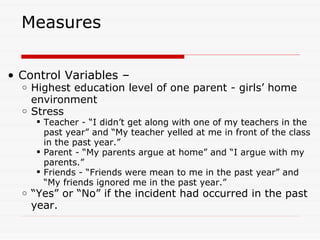 2008 Southern Sociological Society Meeting "Race Differences in Girl Violence: The Importance of School Success"