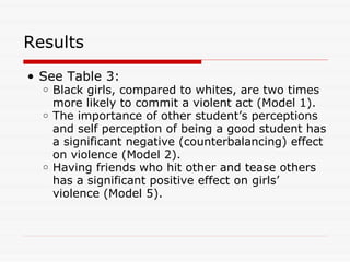 2008 Southern Sociological Society Meeting "Race Differences in Girl Violence: The Importance of School Success"