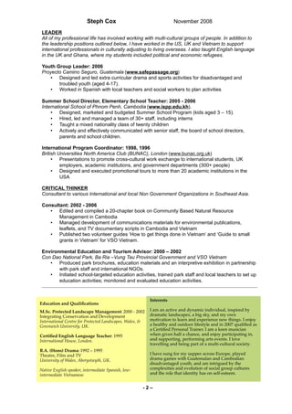 Steph Cox CV/Resume Dec 2008