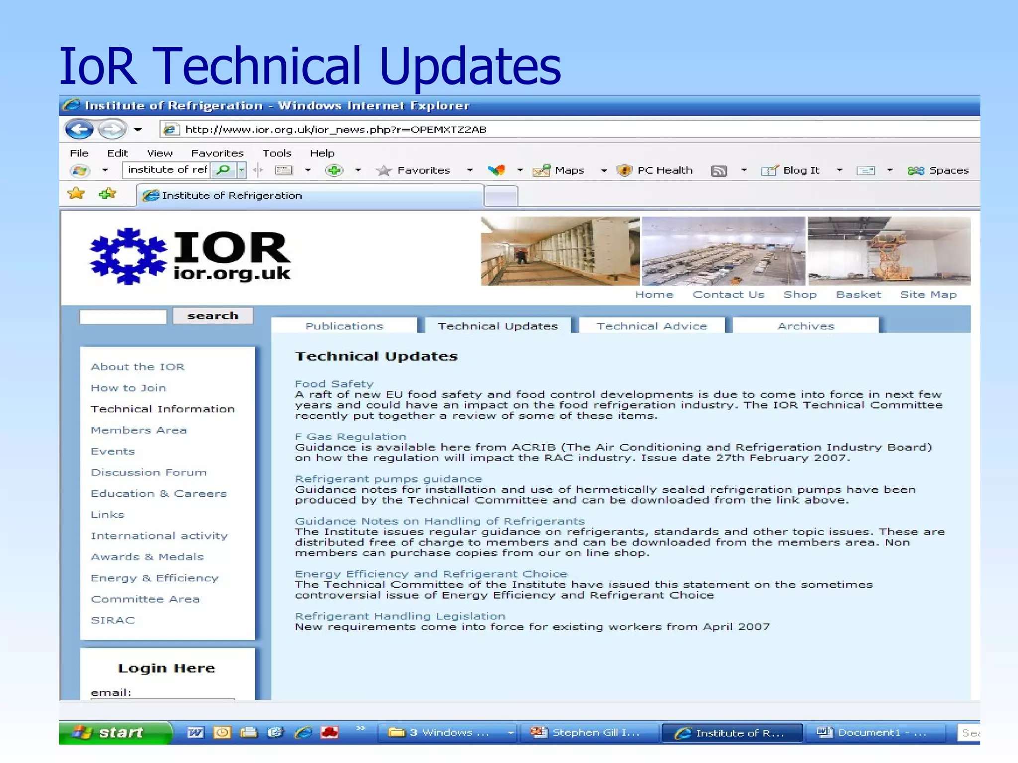IoR Technical Updates 