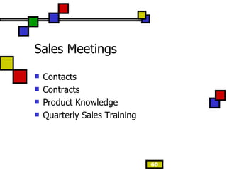 Sales Meetings Contacts Contracts Product Knowledge Quarterly Sales Training 