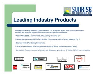 Leading Industry Products
Installation is the key to delivering a quality network. Our technicians adhere to the most curr...