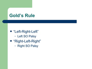 Gold’s Rule “Left-Right-Left” Left SO Palsy “Right-Left-Right” Right SO Palsy 