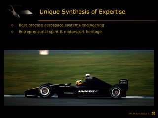 Unique Synthesis of Expertise Best practice aerospace systems-engineering Entrepreneurial spirit & motorsport heritage 