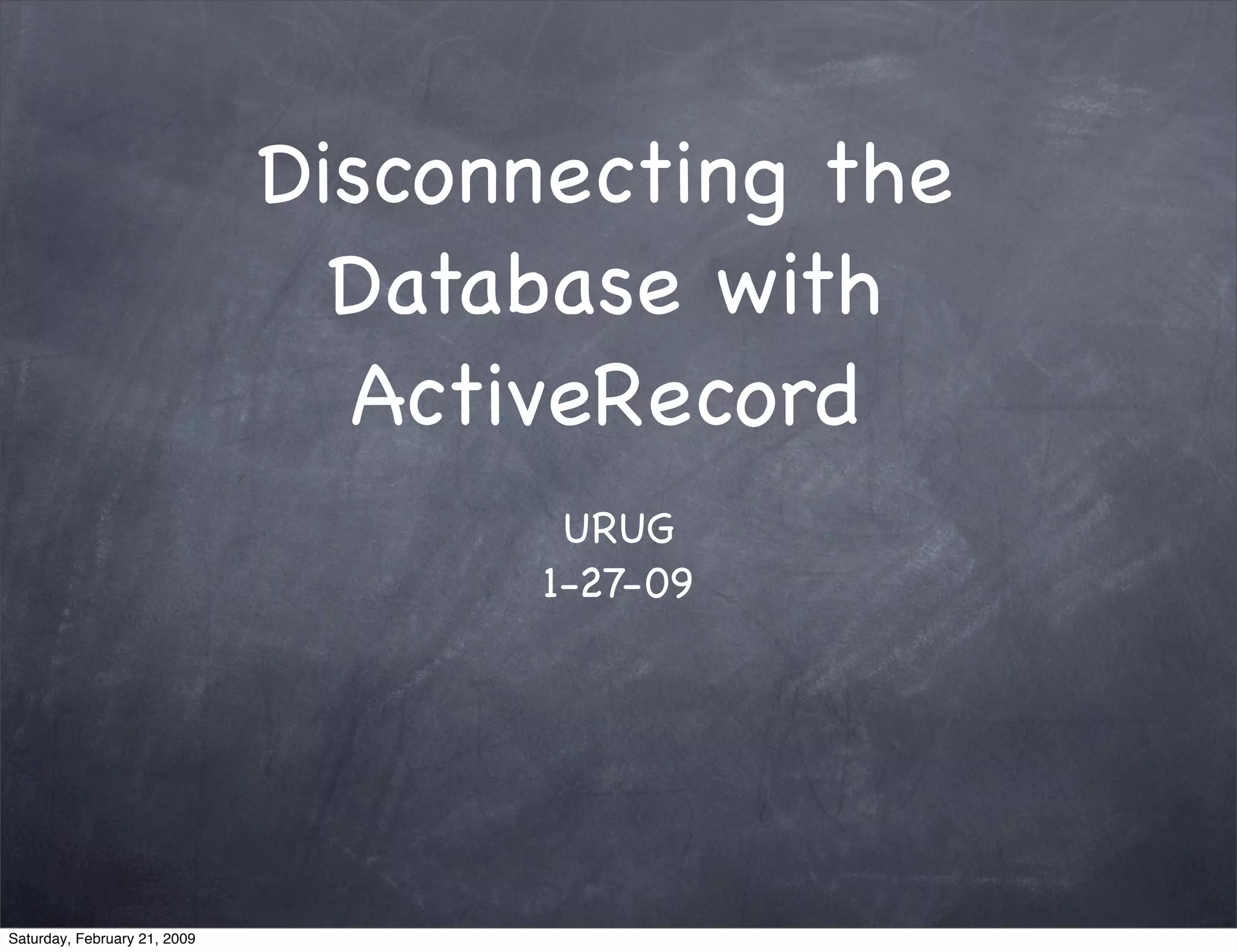 Disconnecting the Database with ActiveRecord