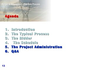 Agenda 1. Introduction 2.  The Typical Process 3.  The Bidder 4.  The Schedule 5. The Project Administration 6. Q&A 